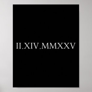 Datum Romeinse cijfers Valentijnsdag Koppel Duo Ch Poster
