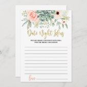 Datum 's nachts ideeënspel vrijgezellenfeest kaart (Voorkant / Achterkant)