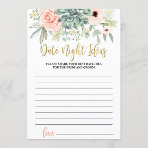 Datum 's nachts ideeënspel vrijgezellenfeest kaart