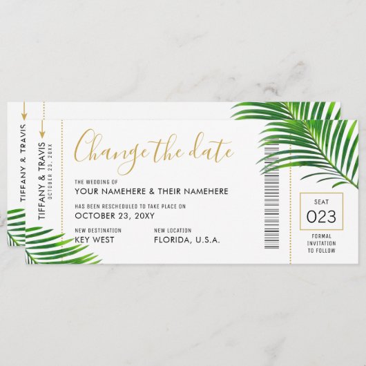 Datum Tropisch palm-instapwedstrijd Aankondiging (Voorkant / Achterkant)