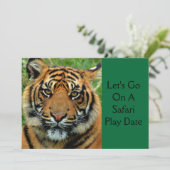 Datum van afspelen in Tiger Safari Birthday Party Kaart (Staand voorkant)