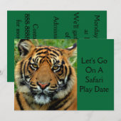 Datum van afspelen in Tiger Safari Birthday Party Kaart (Voorkant / Achterkant)
