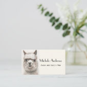 Datum van afspelen Mapkaart Cute Llama Alpaca Visitekaartje (Staand voorkant)