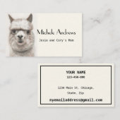 Datum van afspelen Mapkaart Cute Llama Alpaca Visitekaartje (Voorkant / Achterkant)