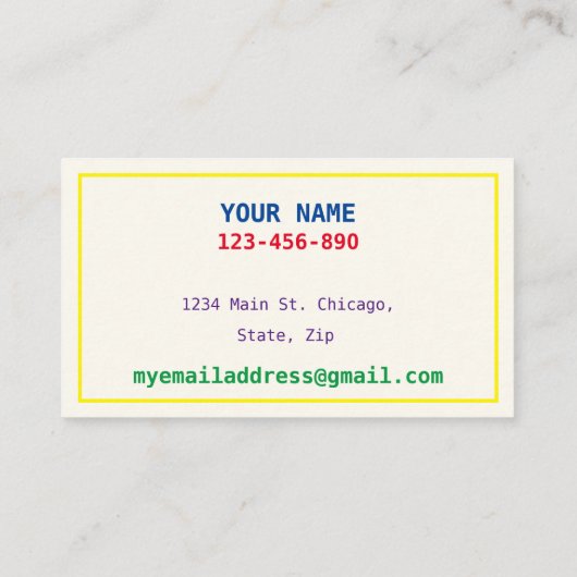 Datum van afspelen Mapkaart Kleurtekst Visitekaartje (Achterkant)