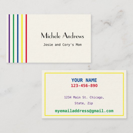 Datum van afspelen Mapkaart Kleurtekst Visitekaartje (Voorkant / Achterkant)