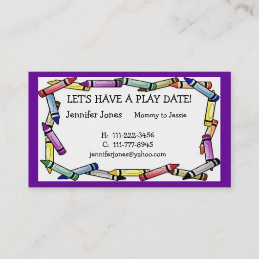 Datum van afspelen Roepkaart Contactkaartje (Voorkant)