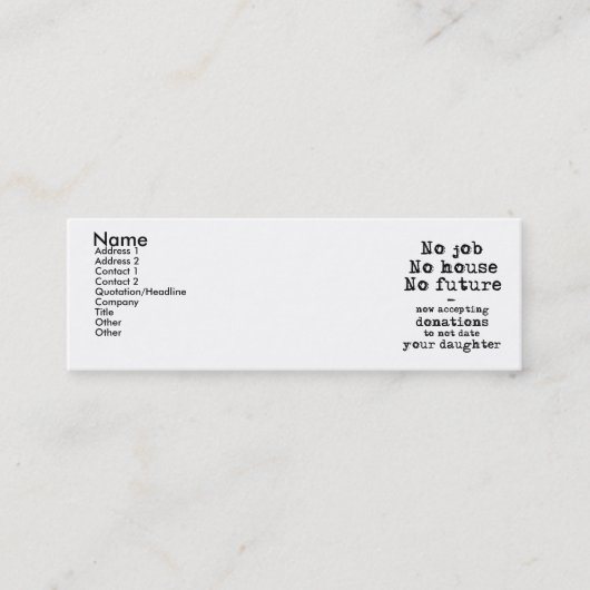 Datum van uw dochterkaart mini visitekaartje (Voorkant)