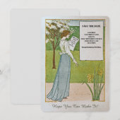 DATUM VASTGEZET/NIEUWSTIJDING/VROUW LEEST KOP SAVE THE DATE (Voorkant / Achterkant)