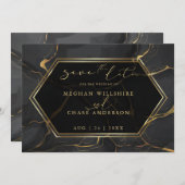 DATUM VASTHOUDEN | Elegant zwart en gouden marmer (Voorkant / Achterkant)