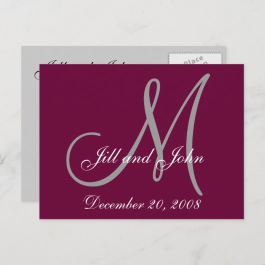 Datum, voornamen en Initiaal Monogram Briefkaart (Voorkant / Achterkant)