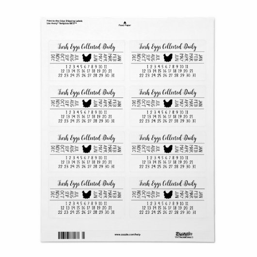 Datum waarop de eieren gelegd zijn Label (Full Sheet)