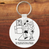 Datum waarop een Cartoon met wielaandrijving rijdt Sleutelhanger (Voorkant)