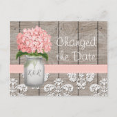 Datum waarop Monogram roze hydrangea Mason Jar wer Briefkaart (Voorkant)