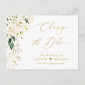 Datum wijzigen Gouden Schrift Groene en Witte Bloe Briefkaart (Voorkant)