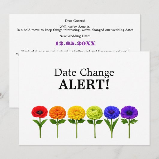 Datum wijzigen - 🌈 Samen Bloeien Save The Date (Voorkant / Achterkant)