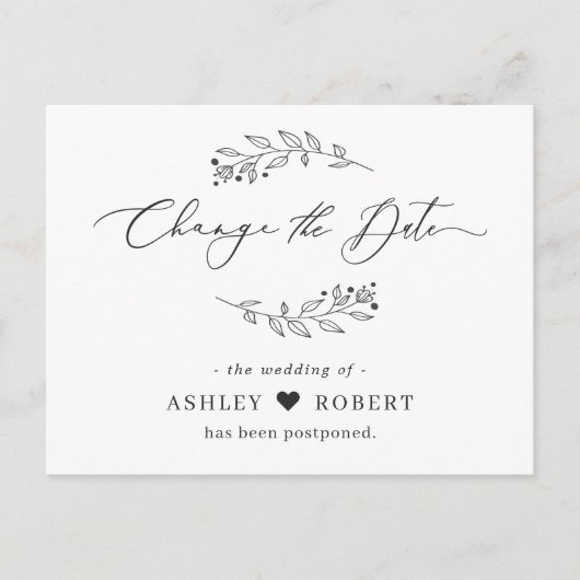 Datum wijzigen Uitgesteld Eenvoudig Handgetekende  Briefkaart (Voorkant)