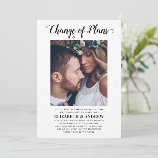 Datum Wijziging Plannen Foto Huwelijk Uitstel Aankondiging (Staand voorkant)