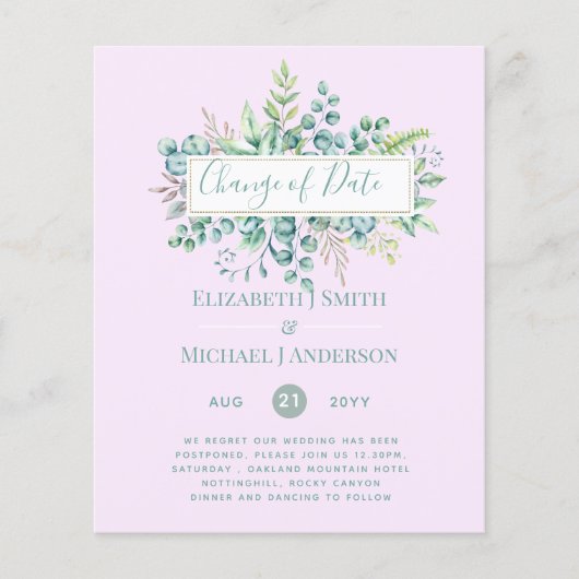 Datum Wijziging Plannen Groene Eucalyptus Evenemen (Voorkant)