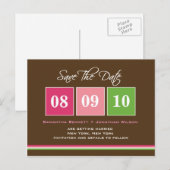 Datumblokken - Fuchsia Groen Aankondigingskaart (Voorkant / Achterkant)