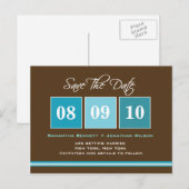 Datumblokken - Turquoise Aankondigingskaart (Voorkant / Achterkant)