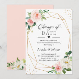 Datumwijziging Blush Roze Bloemengoud Geometrisch Kaart