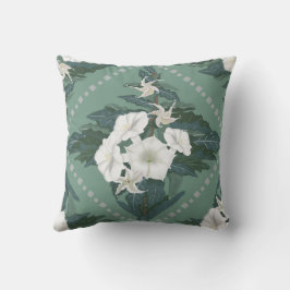 Datura Flower op groene bladachtergrond Kussen