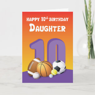 Daughter 10th Birthday Sports Balls Kaart