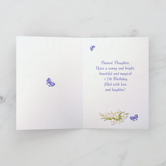 Daughter 17th Birthday Butterfly Garden Card Kaart (Binnen)