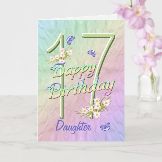 Daughter 17th Birthday Butterfly Garden Card Kaart (Orchidee)