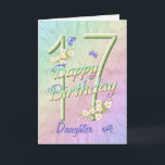 Daughter 17th Birthday Butterfly Garden Card Kaart<br><div class="desc">Een regenboog van kleuren, roze bloemen en lavender vlinders vult deze 17e Happy Birthday-kaart met blijdschap voor de dochter. De voornaam en de binnenzijde mogen gepersonaliseerd zijn met behulp van de sjabloon die wordt verstrekt. Je kunt ook genieten van de overeenkomende cadeaus en andere producten die in mijn winkel beschikbaar...</div>