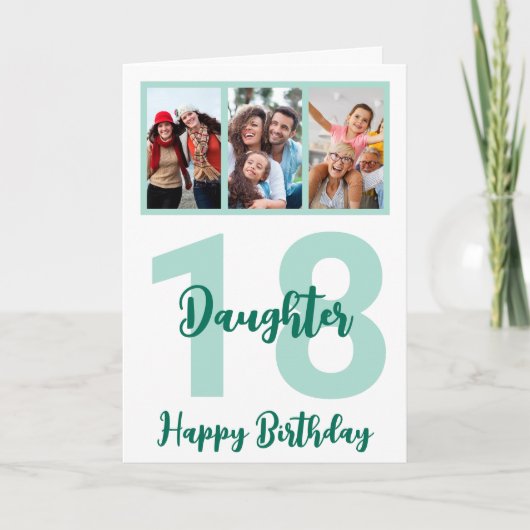 Daughter 18th Birthday Modern Script Photo Collage Kaart (Voorkant)