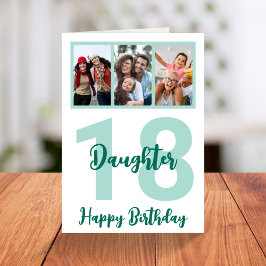 Daughter 18th Birthday Modern Script Photo Collage Kaart