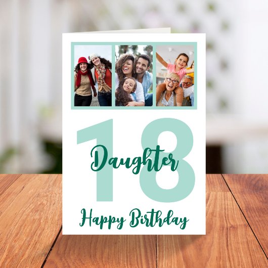 Daughter 18th Birthday Modern Script Photo Collage Kaart