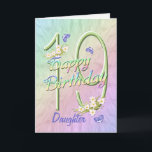 Daughter 19th Birthday Butterfly Garden Card Kaart<br><div class="desc">Een regenboog van kleuren, roze bloemen en lavender butterflies vult deze 19de Happy Birthday-kaart met vreugde voor de dochter. De voornaam en de binnenzijde mogen gepersonaliseerd zijn met behulp van de sjabloon die wordt verstrekt. Je kunt ook genieten van de overeenkomende cadeaus en andere producten die in mijn winkel beschikbaar...</div>