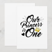 Daughter 1st Birthday Moms Dads Princess Save The Date (Voorkant / Achterkant)