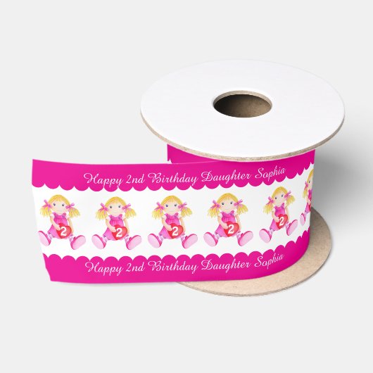 Daughter 2e verjaardag: dolly hartlint satijnen lint (Spoel)