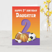 Daughter 2e verjaardag Sportbannen Kaart (Gele Bloem)