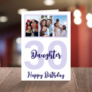 Daughter 30th Birthday Modern Script Photo Collage Kaart