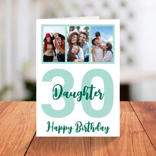 Daughter 30th Birthday Modern Script Photo Collage Kaart