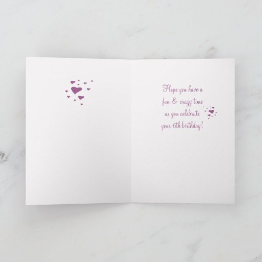 Daughter 6th Birthday Crazy Socks Kaart (Binnen)