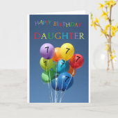 Daughter, 7e gelukkige ballonverjaardag kaart (Gele Bloem)