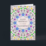 Daughter Abstract Flowers Birthday Card Kaart<br><div class="desc">Een abstracte bloemetjesverjaardagskaart voor een dochter. Een glorieus abstract patroon met bloemen en diamanten. Een zeer , feministische en stijlvolle manier om 'Happy Birthday' te zeggen tegen een dochter. Een ongebruikelijk ontwerp dat zich uitspreekt. Verstuur je verjaardagswensen op een elegante en welsprekende manier. Alle diamanten op deze kaart zijn gedrukt....</div>