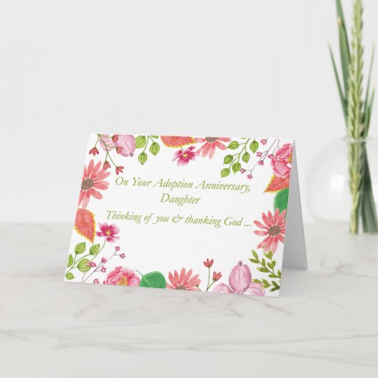 Daughter Adoption Jubileum Waterverf Flowers R Kaart (Voorkant)