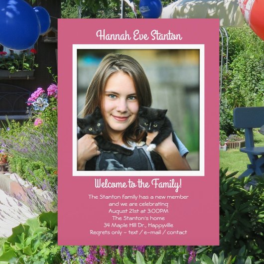 Daughter Adoption Photo Party Invitation Kaart