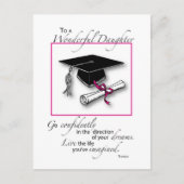 Daughter Afstuderen roze zwart Briefkaart (Voorkant)