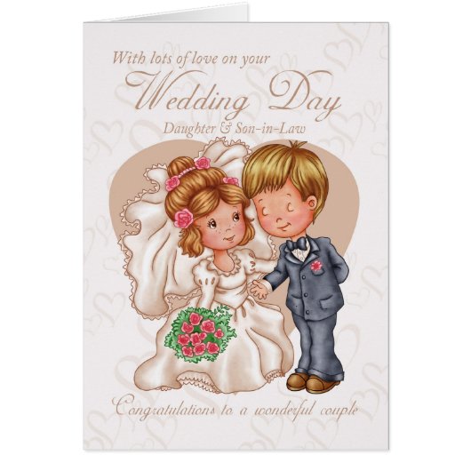 Daughter and New Son-in-law Wedding Day Card met (Voorkant)