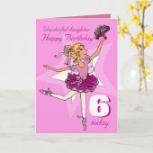 Daughter ballerina jarig Roze paarse leeftijdskaar Kaart (Gele Bloem)