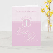 Daughter Baptism Gefeliciteerd Roze Kind van God Kaart (Gele Bloem)