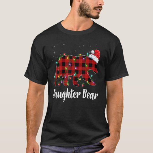 Daughter Bear Buffalo Red Plaid Matching Family Ch T-shirt (Voorkant)
